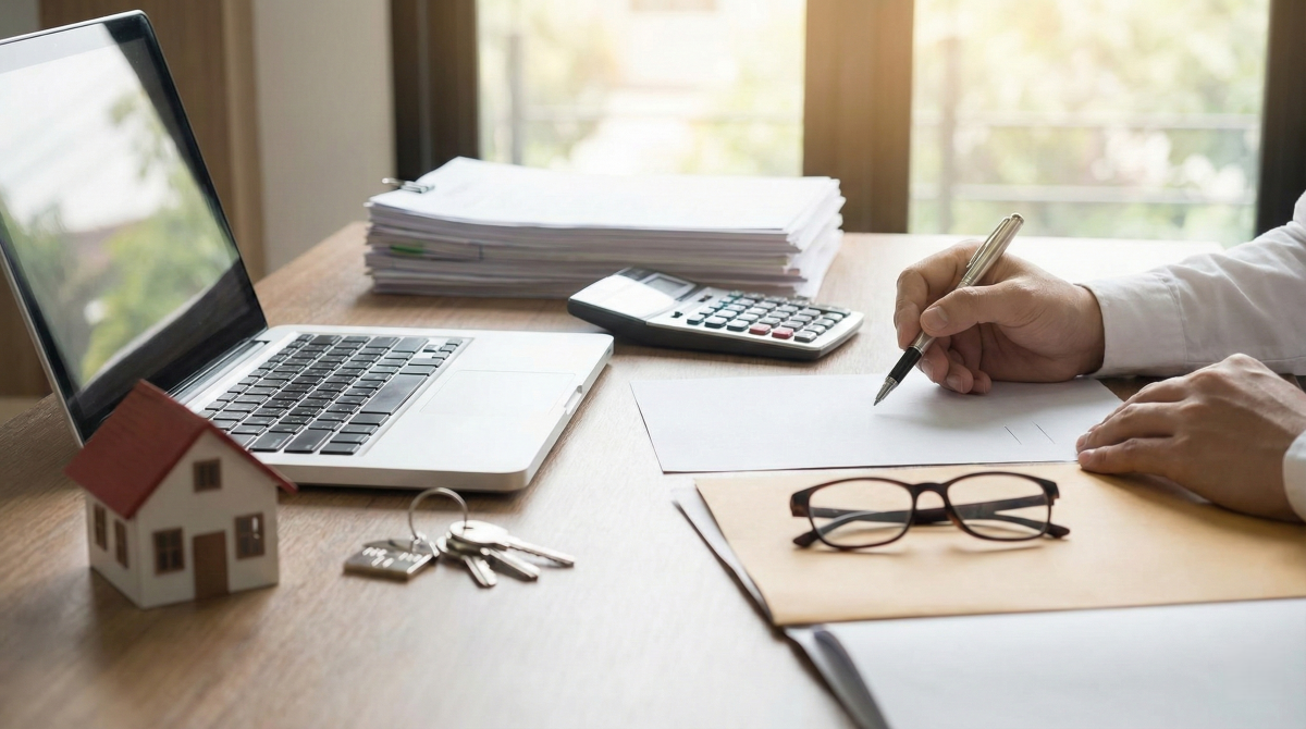 Dossier de crédit immobilier et clés de maison illustrant les avantages de la Loi Lagarde (assurance emprunteur) pour changer de contrat